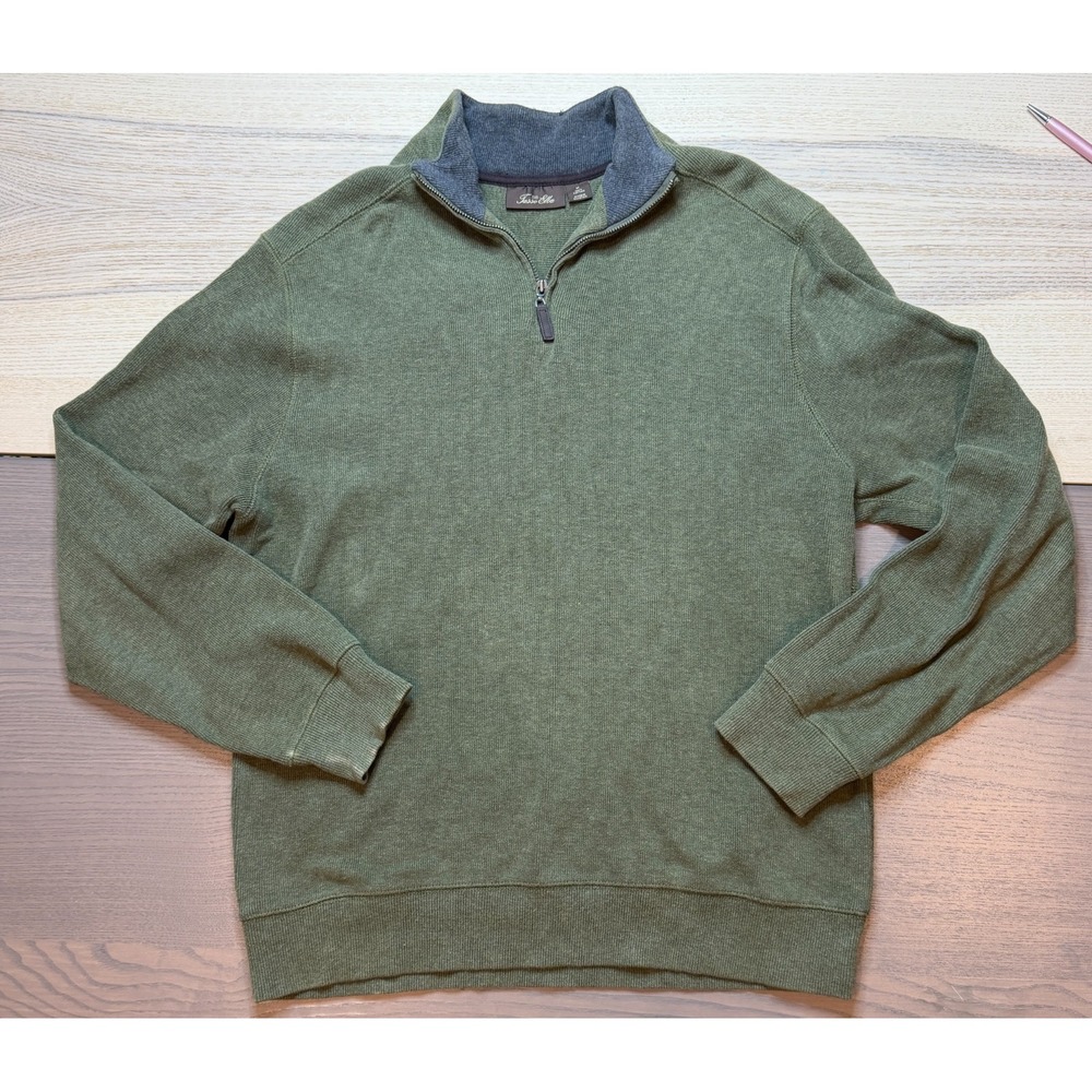 Tasso Elba‎ Sweater Men Medium 1/4 Zipper Dark green Pullover